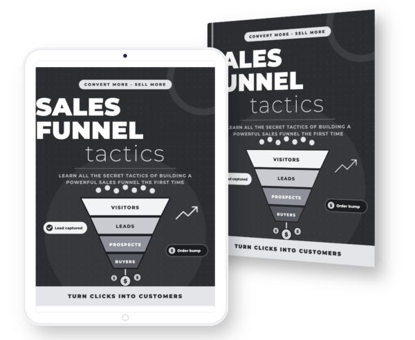 Sales Funnel Tactics — ebook + tablet Sales Funnel Tactics
